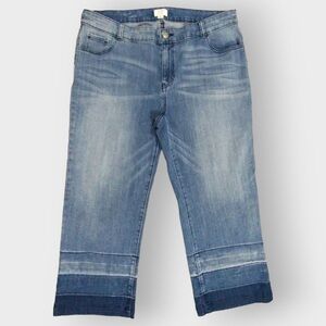 Crown & Ivy Cropped Straight Leg Jeans Women 16 Blue Stretch 5-Pocket